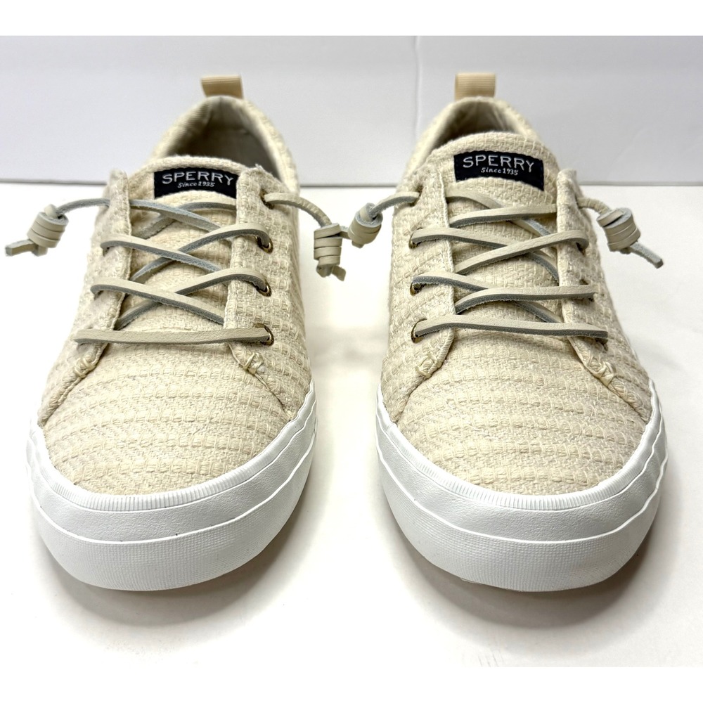 Sperry Women's Crest Vibe Knit Sneaker Beige Size 9